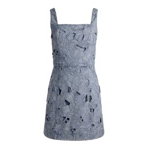 Alice + Olivia  Maryann Embroidered Floral Eyelet Denim Dress